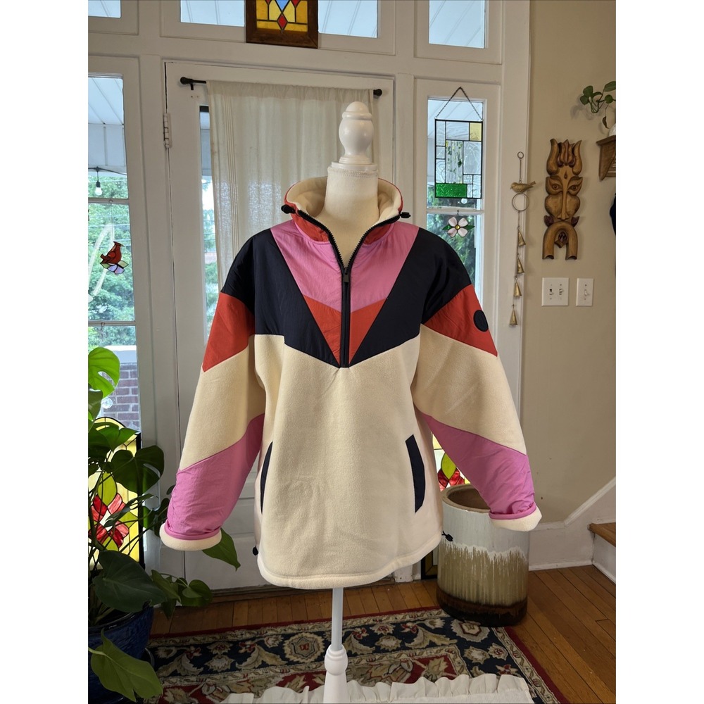 Sweaty Betty Retrograde Color Block 1/2 Zip Pullover S 6 Oversized Fleece Jacket
